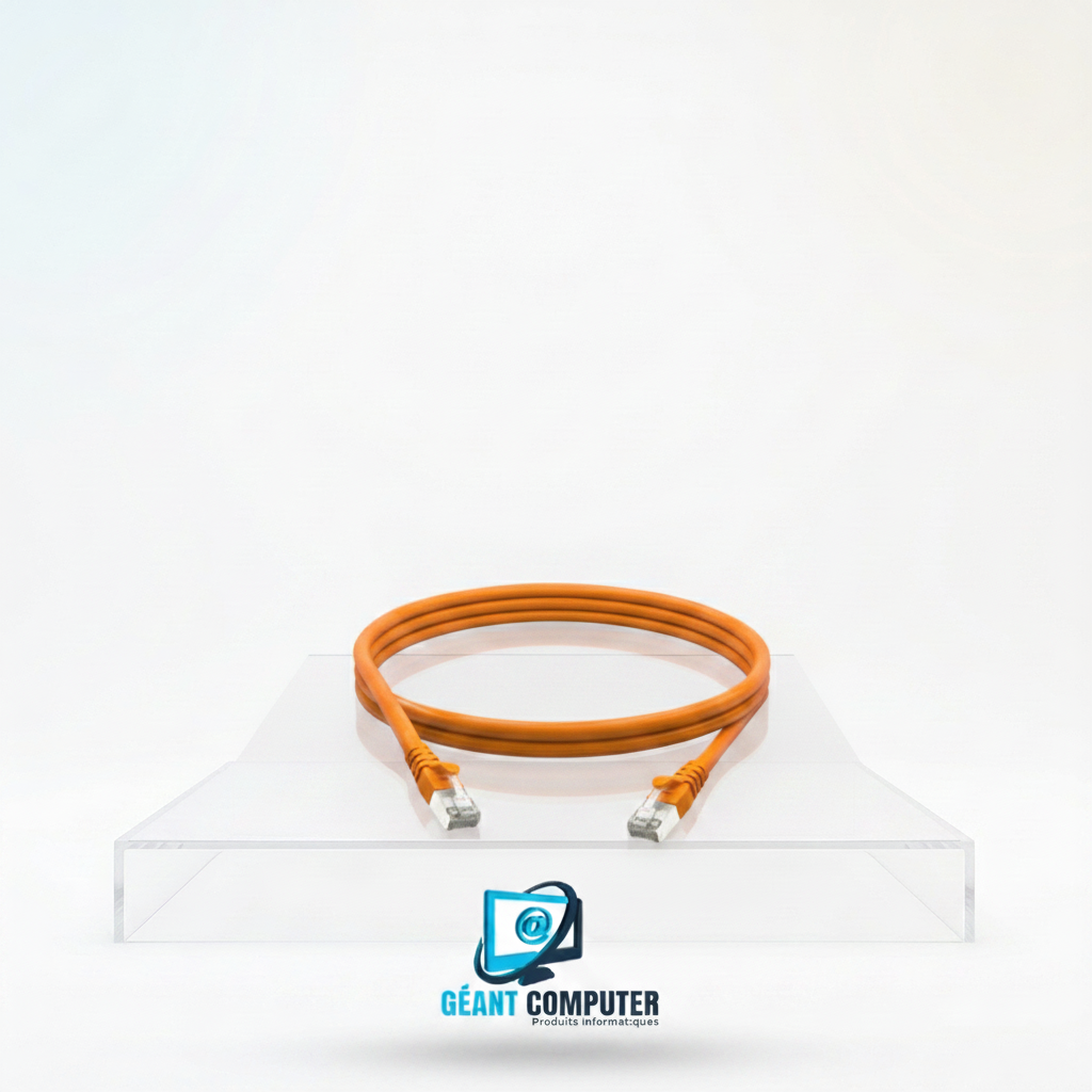 CORDON RESEAU 1M CAT6E TETE METAL ORANGE (IA)