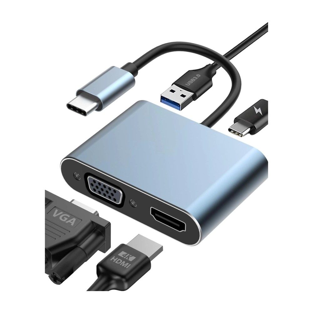 Adaptateur Type C 4 IN 1 
HDMI - VGA - USB C - USB