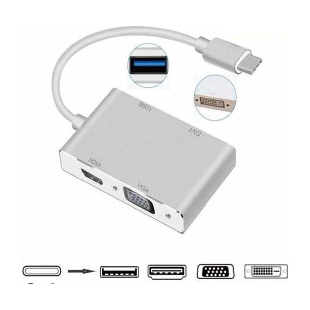 Adaptateur Type C 4 In 1 Vga Hdmi Dvi Usb 