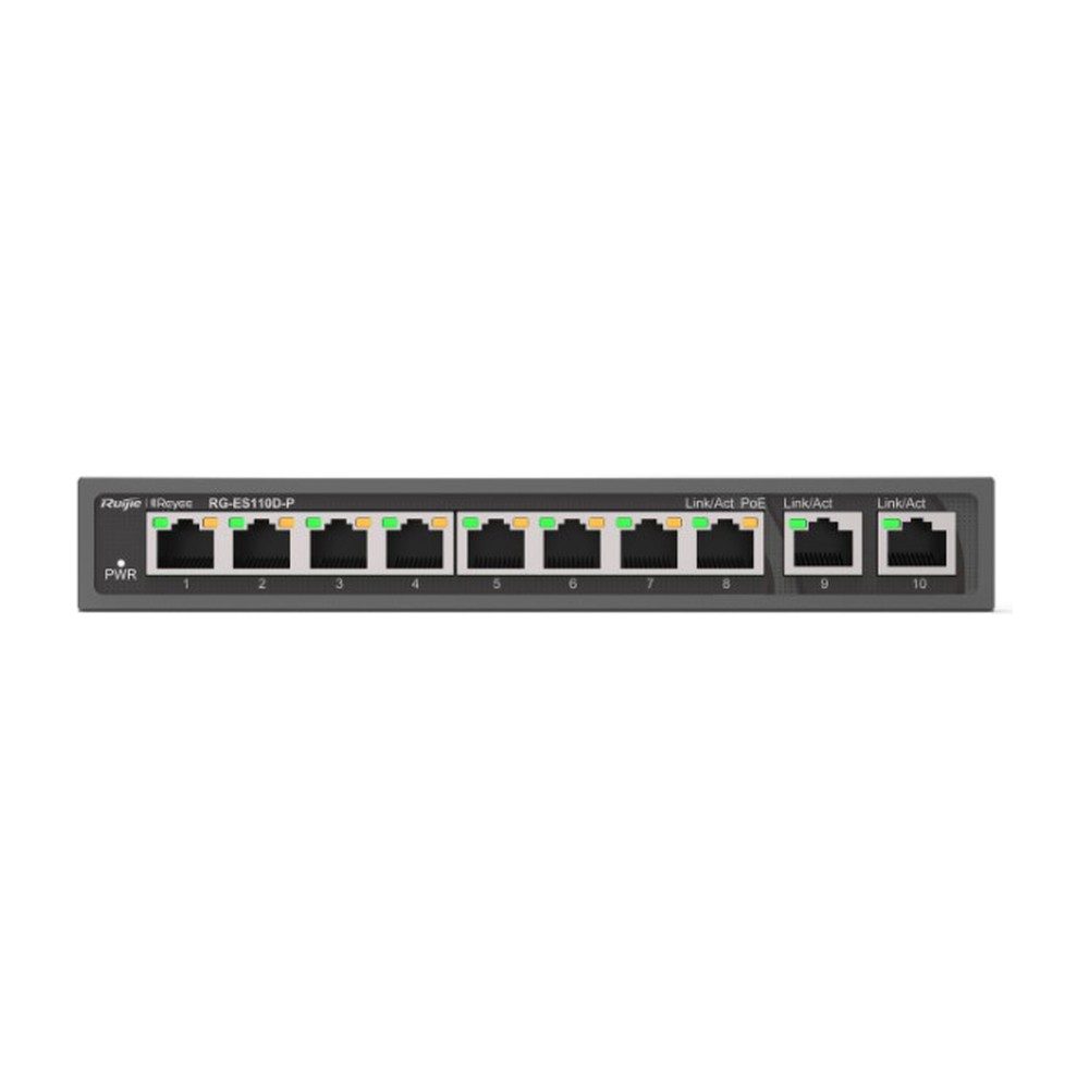 Switch Ruijie RG-ES110D-P PEO 8 ports 10/100 Mbps avec 2 ports Gigabit — photo 2