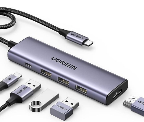 Mini Station d'accueil USB-C Ugreen 5en1 15596 Port Hdmi + 3 Ports Usb + Port Usb C