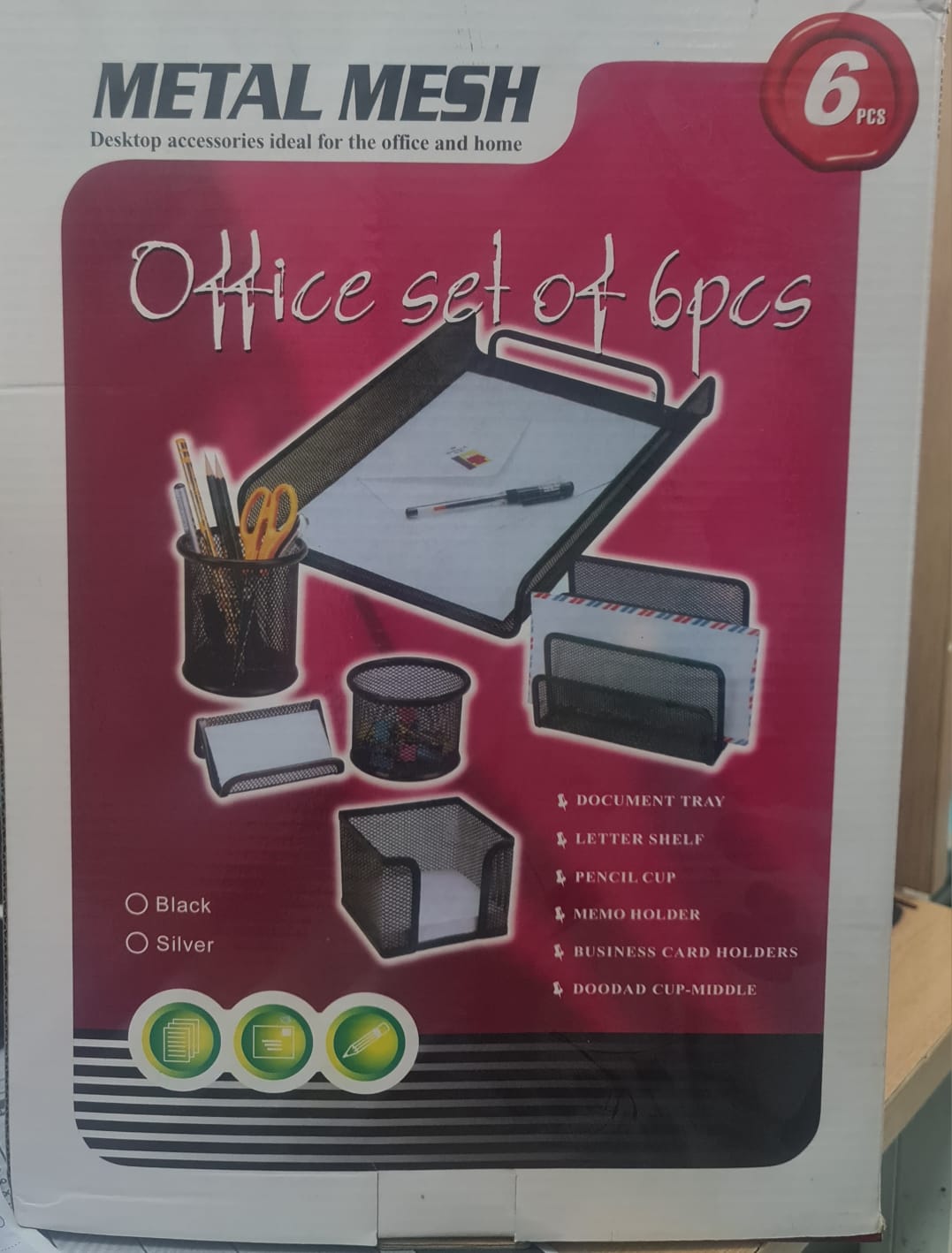 PACK DE BUREAU EN METAL 6 PIECES